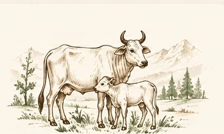 Himachali Pahari cow and calf